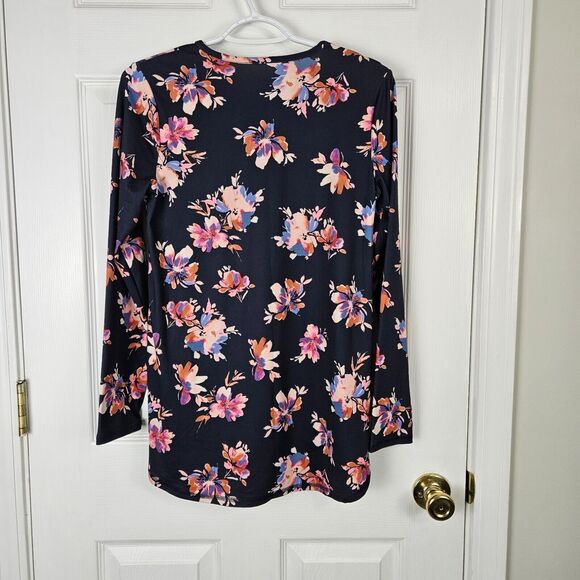 J.Jill Performance Fit Floral Print Shirt Size XS Long Sleeve Tee Hi-Low Stretch - Picture 7 of 7